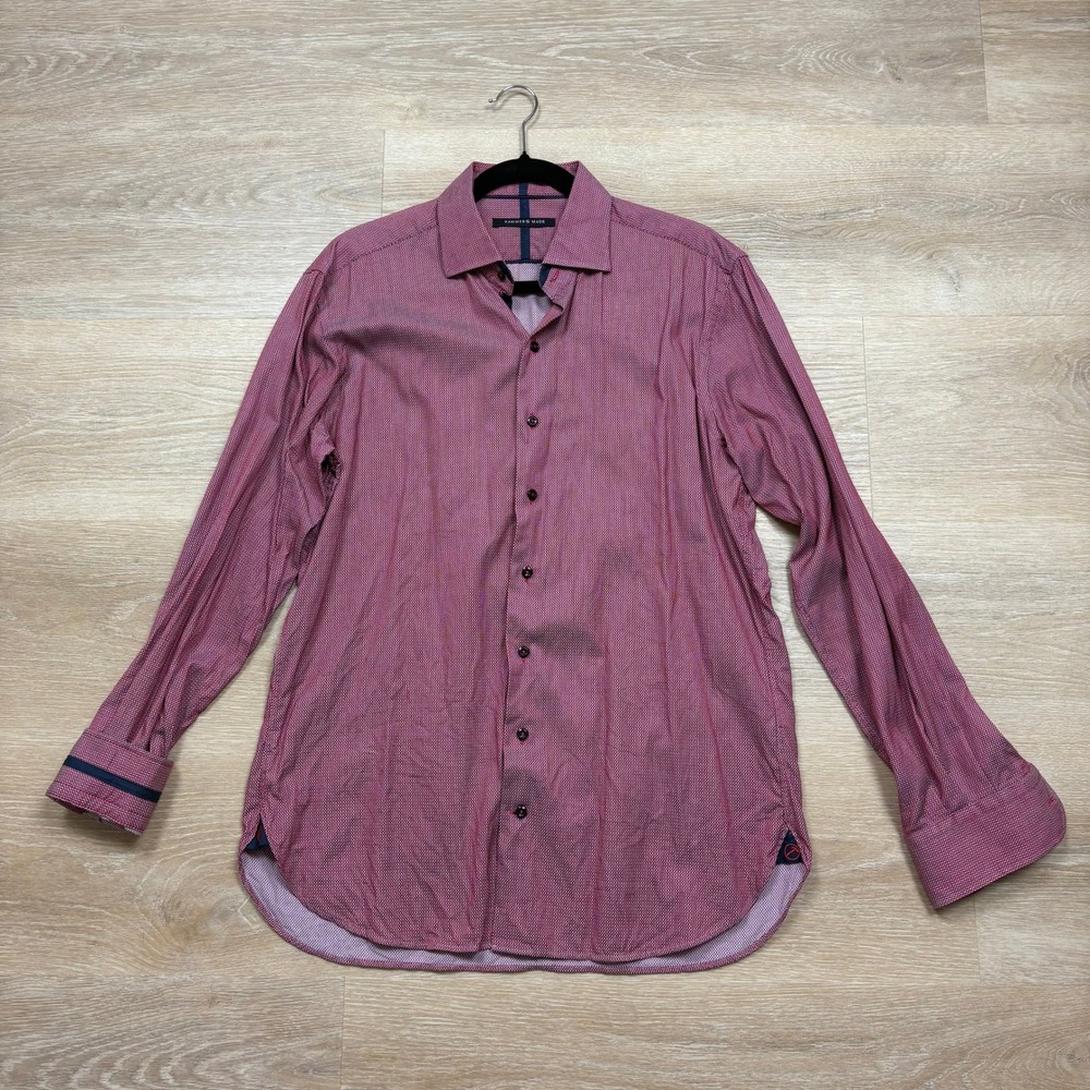 HAMMER MADE Geometric Print Long Sleeve‎ Button Down Dress Shirt Men's 41/16